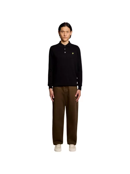 Dlhý tričko Lyle & Scott z merina s dlhými rukávmi čierna