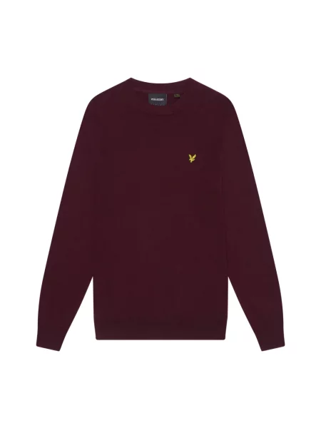 Sweter Lyle & Scott z wełny merino z okrągłym dekoltem czerwony