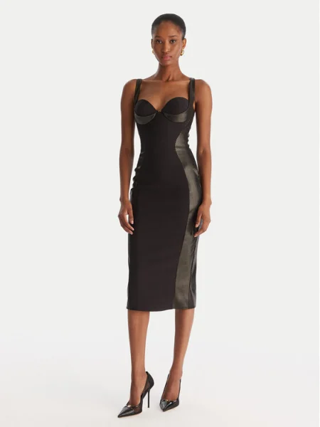 Elisabetta Franchi rochie midi mulată negru
