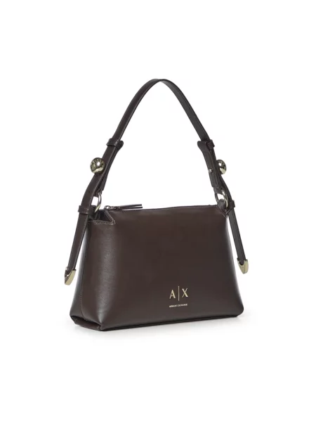 Torebka Armani Exchange skórzana z logo brązowa