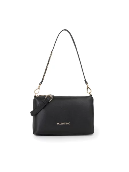 Lniana torebka crossbody Valentino czarna