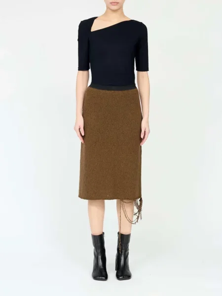 Fustă midi Mm6 Maison Margiela maro