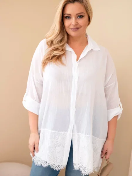 Cămașă Kesi Włoski din dantelă alb