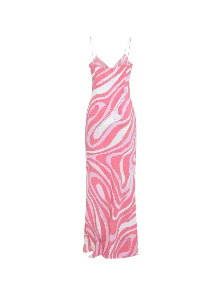 Rochie maxi Pucci de mătase cu imagine roz