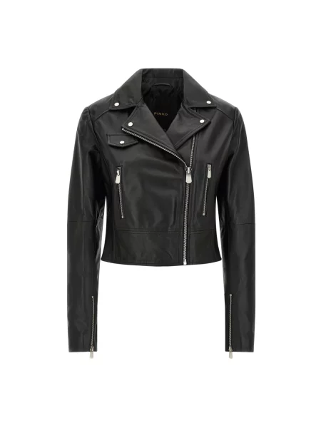 Kurtka skórzana Pinko biker czarna