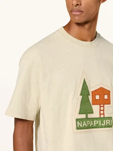 Napapijri Tričko Trahus světle hnědá / oranžová zelená