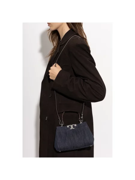 Tory Burch torebka jeansowa Eleanor niebieska