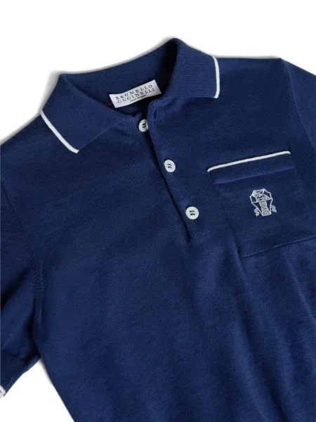 Koszulka polo dziecięca Brunello Cucinelli niebieska