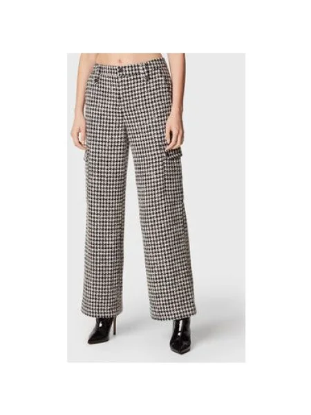 ROTATE Pantaloni din Sparkly Houndstooth alb