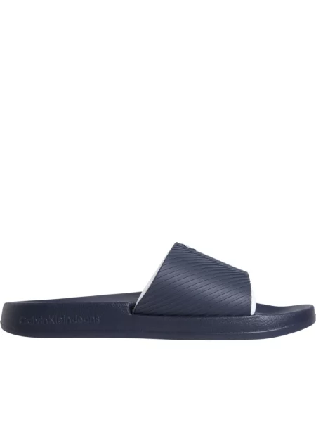Calvin Klein Jeans Klapki Slide Rubber Neoprene Text Granatowy niebieskie