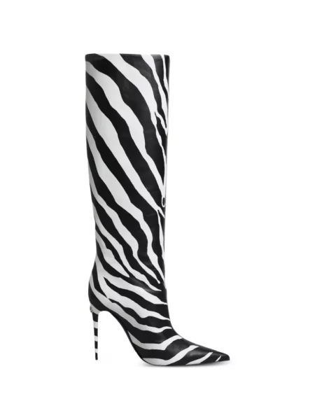 Botine Dolce & Gabbana din piele cu imagine cu model zebră negru