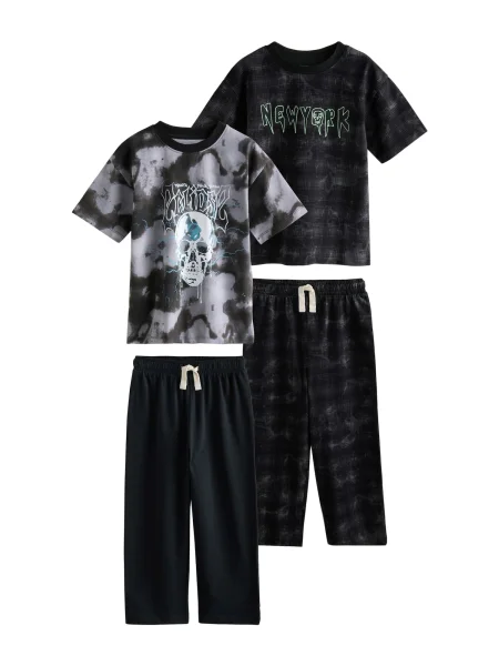 Next Pijamale gri metalic / gri deschis / negru alb