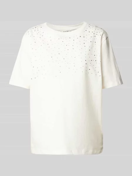 T-shirt z obszyciem ozdobnymi kamieniami model Trollo' B.young biała