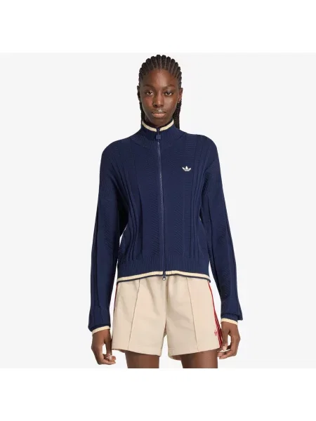 Pulover adidas Cable Knit Firebird Track Top Night Indigo XS
