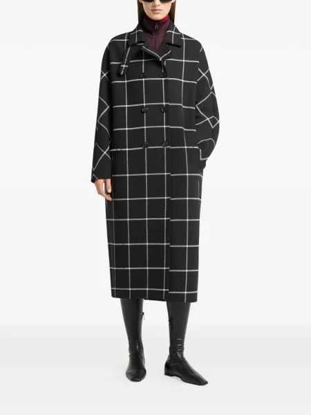 Карирано двуредно палто Courreges черно
