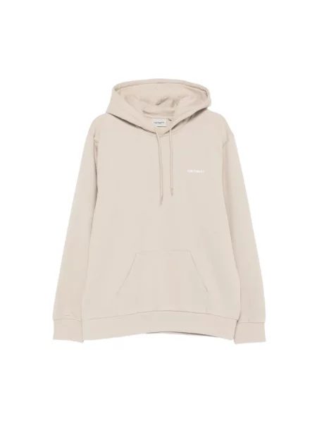 Carhartt WIP bluza Hooded Script Embroidery Sweat z kapturem gładka beżowy