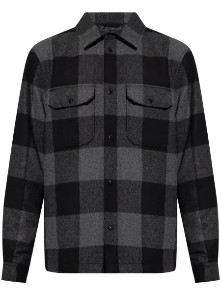 Vlněné kostkované kostkovaná košile Woolrich šedé