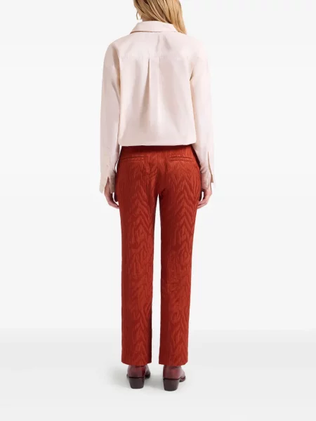 Spodnie La Doublej żakardowe w zebrę czerwone