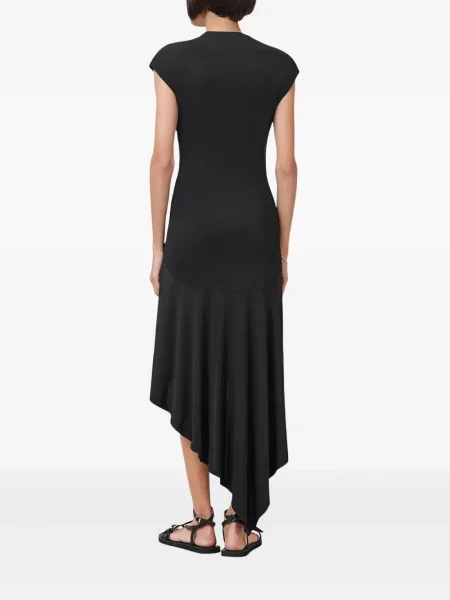 Sukienka midi Allsaints asymetryczna drapowana czarna