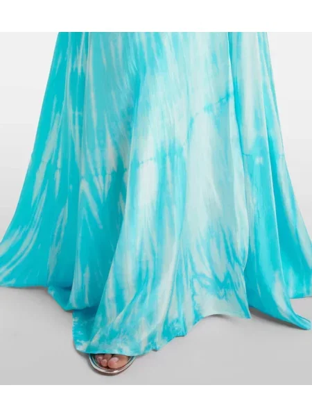 Rochie maxi Anna Kosturova de mătase de costum albastru