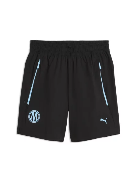 Młodzieżowe tkane szorty Olympique de Marseille PUMATECH o luźnym kroju Odzież czarny