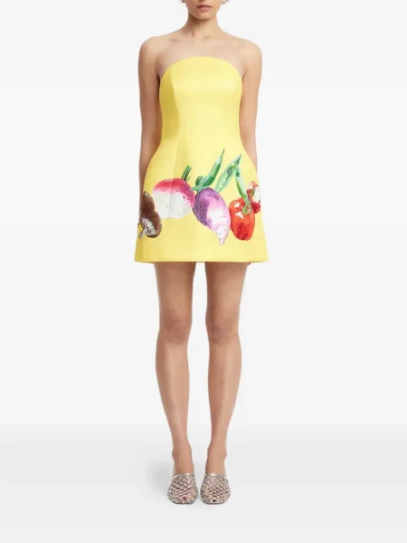 Rochie mini Leo Lin cu model floral de costum galben