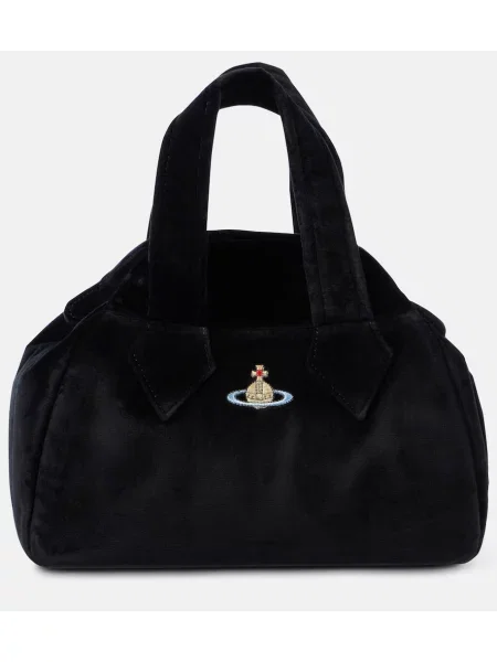 Torbica Vivienne Westwood iz rebrastega žameta črna