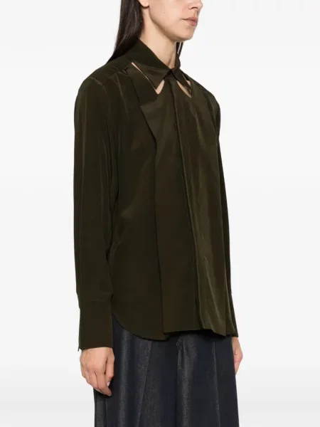 Cămașă Victoria Beckham de mătase verde