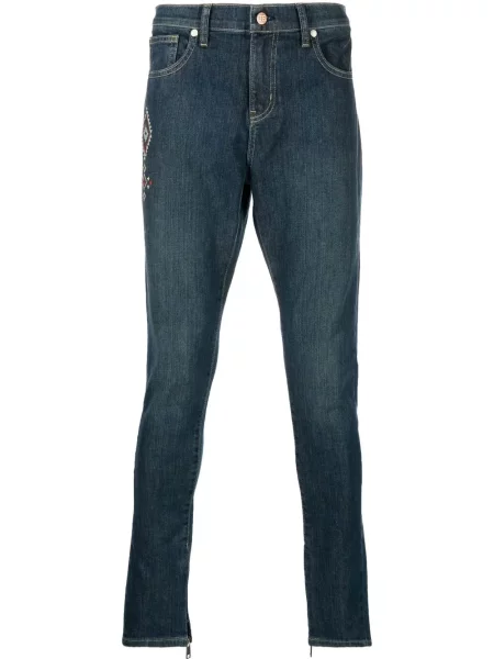 Haftowane skinny jeansy skinny United Rivers niebieskie