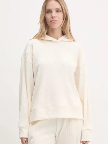 Суичър с качулка Abercrombie & Fitch с качулка бежово