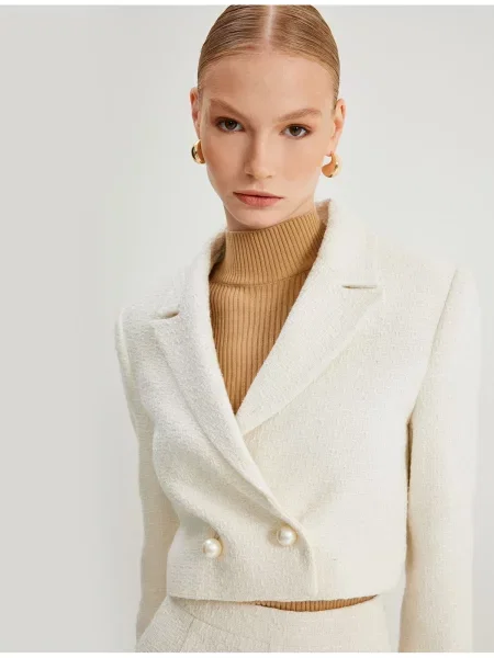 Marynarka Koton z perełkami tweedowa szara