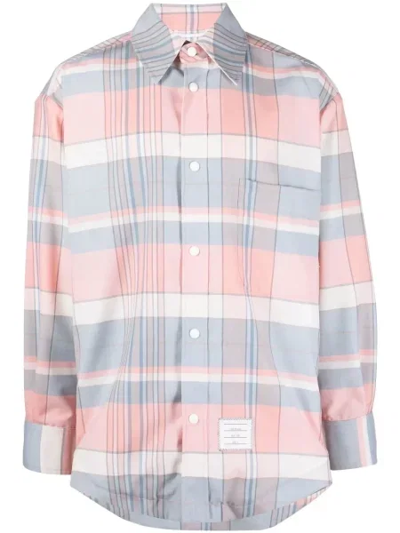 Kostkovaná košile Thom Browne růžová