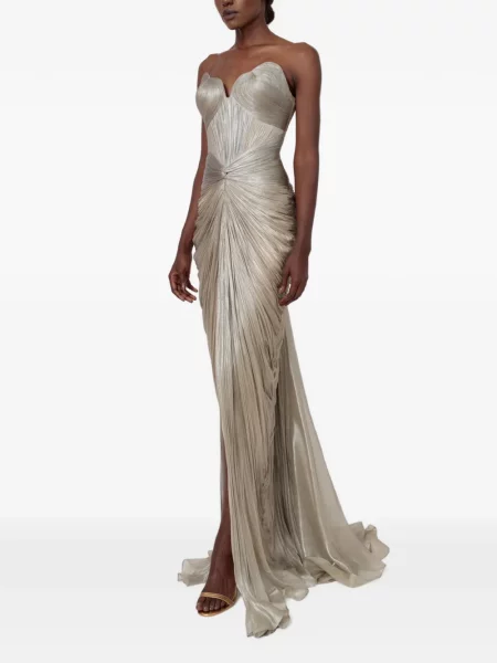 Maxi rochie maxi Iris Serban fără bretele de costum argintiu