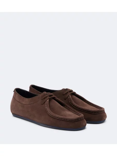 Pantofi loafer Jil Sander din piele de căprioară cu glugă maro