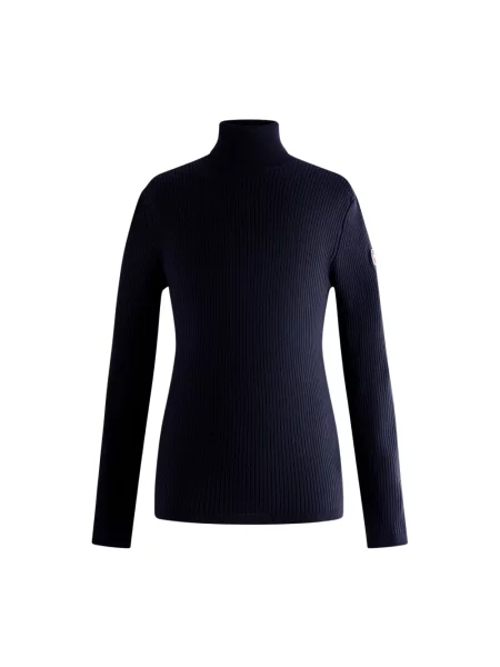 Lniany sweter z golfem Fusalp niebieski