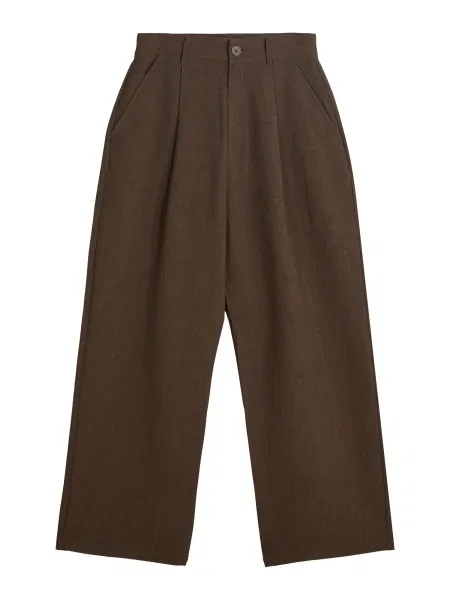 Bershka Hlače z naborki čokolada