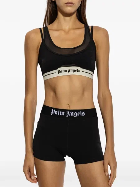 Αθλητικό σουτιέν Palm Angels με αυτόγραφο μαύρο