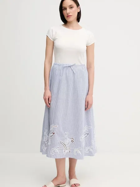 Tommy Hilfiger spódnica midi rozkloszowana niebieski