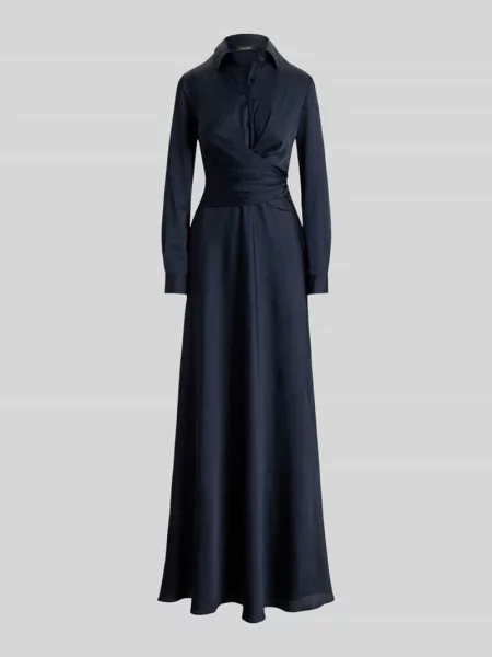 Lejąca sukienka wieczorowa w kopertowym stylu Lauren Ralph Lauren niebieska