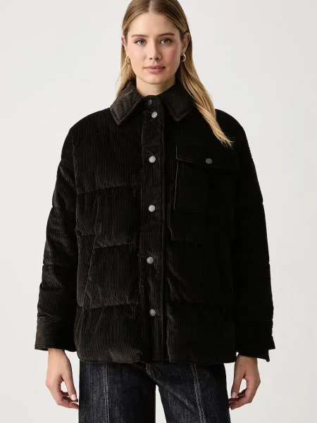 Weekend Max Mara geacă cu puf pentru femei din catifea reiată WKDGIORNO maro