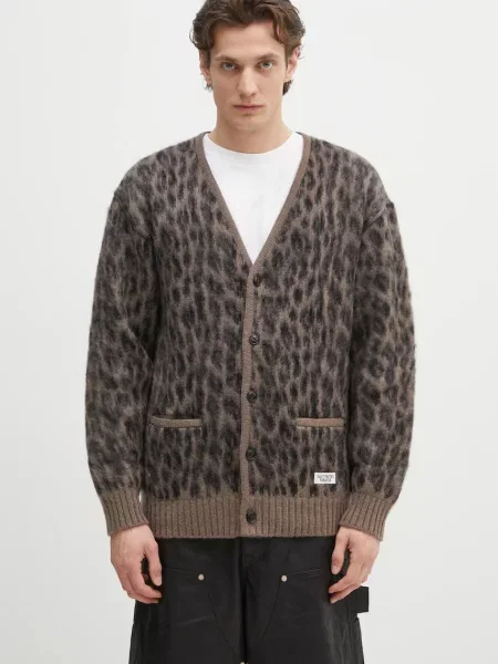 Wacko Maria cardigan din lână Leopard Heavy barbati maro