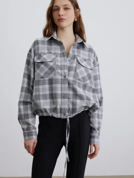 Сорочка повсякденна Estro бавовна/поліестер сірий
