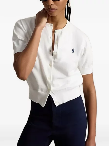 Haftowany kardigan Polo Ralph Lauren w paski zielony