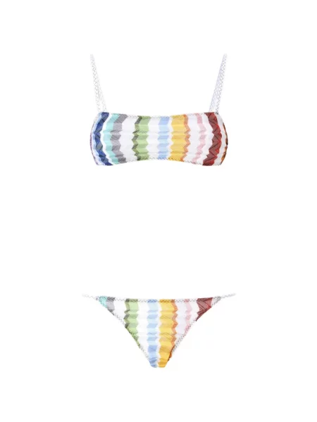 Bikini Missoni tricotate alb