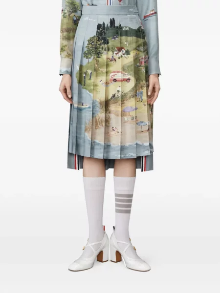 Fustă midi Thom Browne albastru