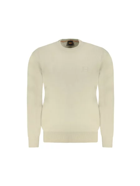 BOSS Orange sweter z domieszką wełny beżowy lekki brązowy