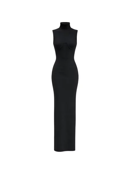 Maxi pulover cu guler înalt rochie maxi Nensi Dojaka de costum negru