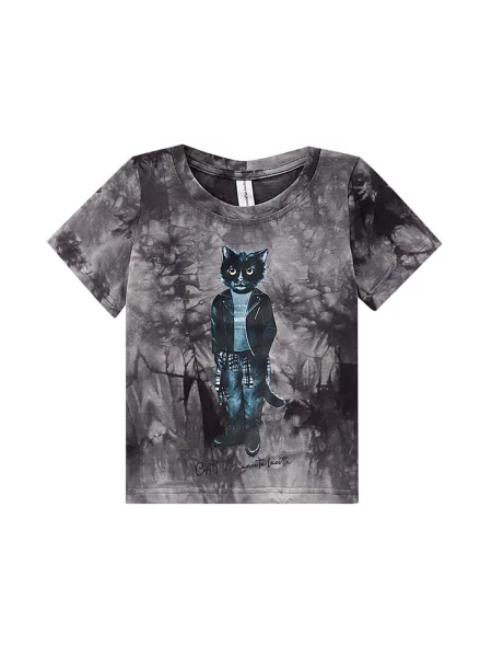 Cat e Lolette Tričko Rocker Cat sivá biela