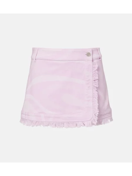 Fustă din denim Pucci zdrențuiți roz