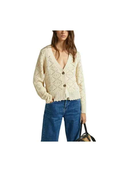 Kardigan Pepe Jeans elegancki beżowy
